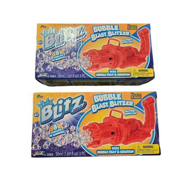 Other - Blitz Bubble Blast Blitzer Set of 2 Red and Blue Bubble Blower Toy Blasters